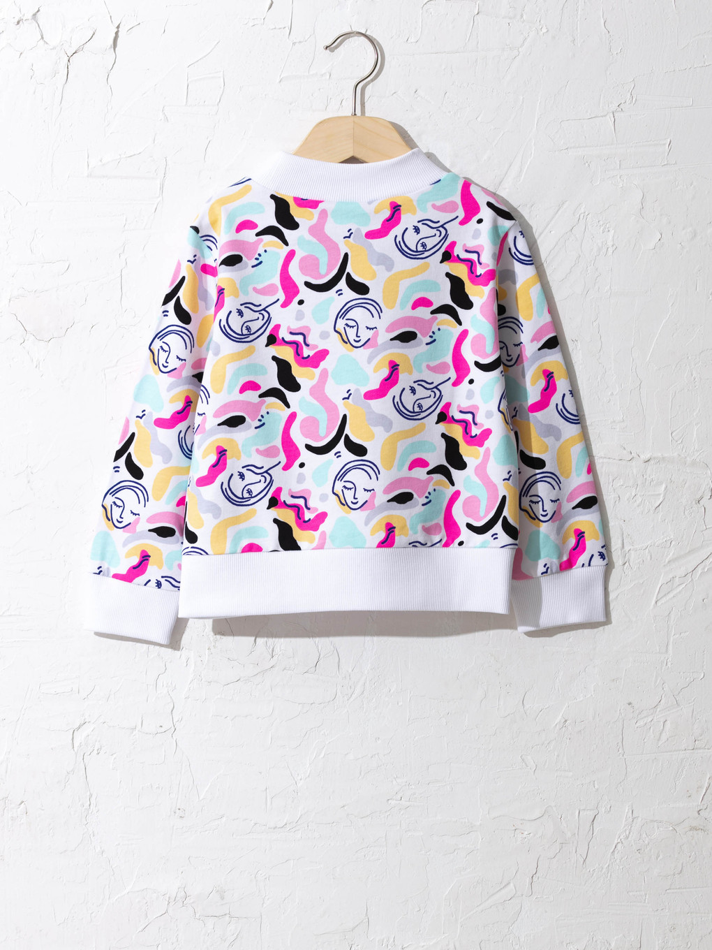 Beyaz Kız Çocuk Baskılı Sweatshirt-1