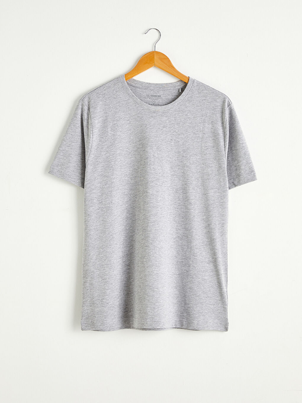 Gri Bisiklet Yaka Basic Kısa Kollu Tişört