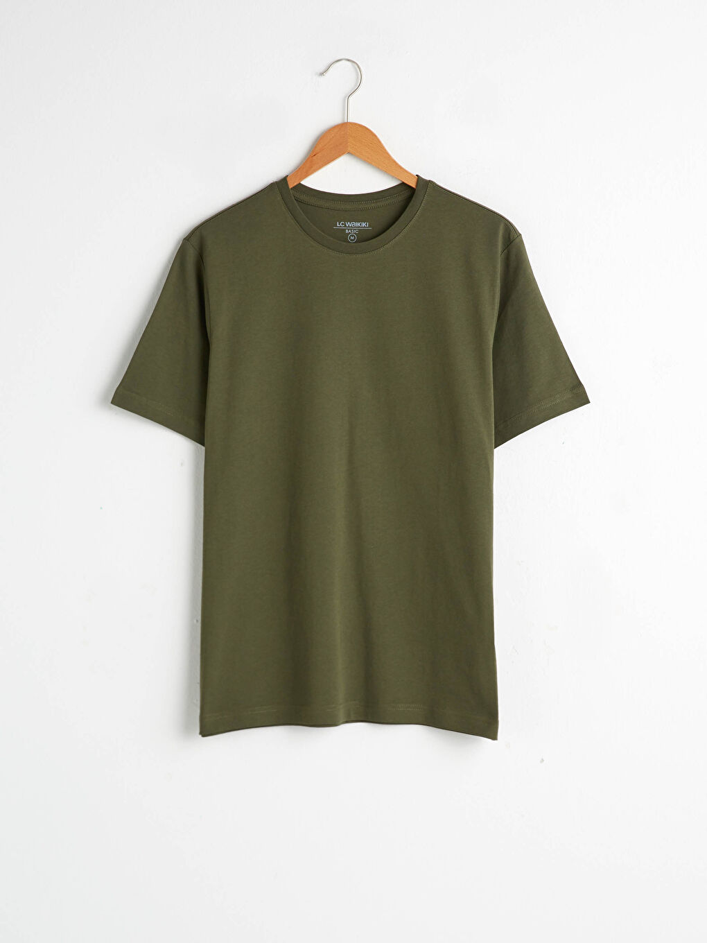 Haki Bisiklet Yaka Basic Kısa Kollu Tişört-4