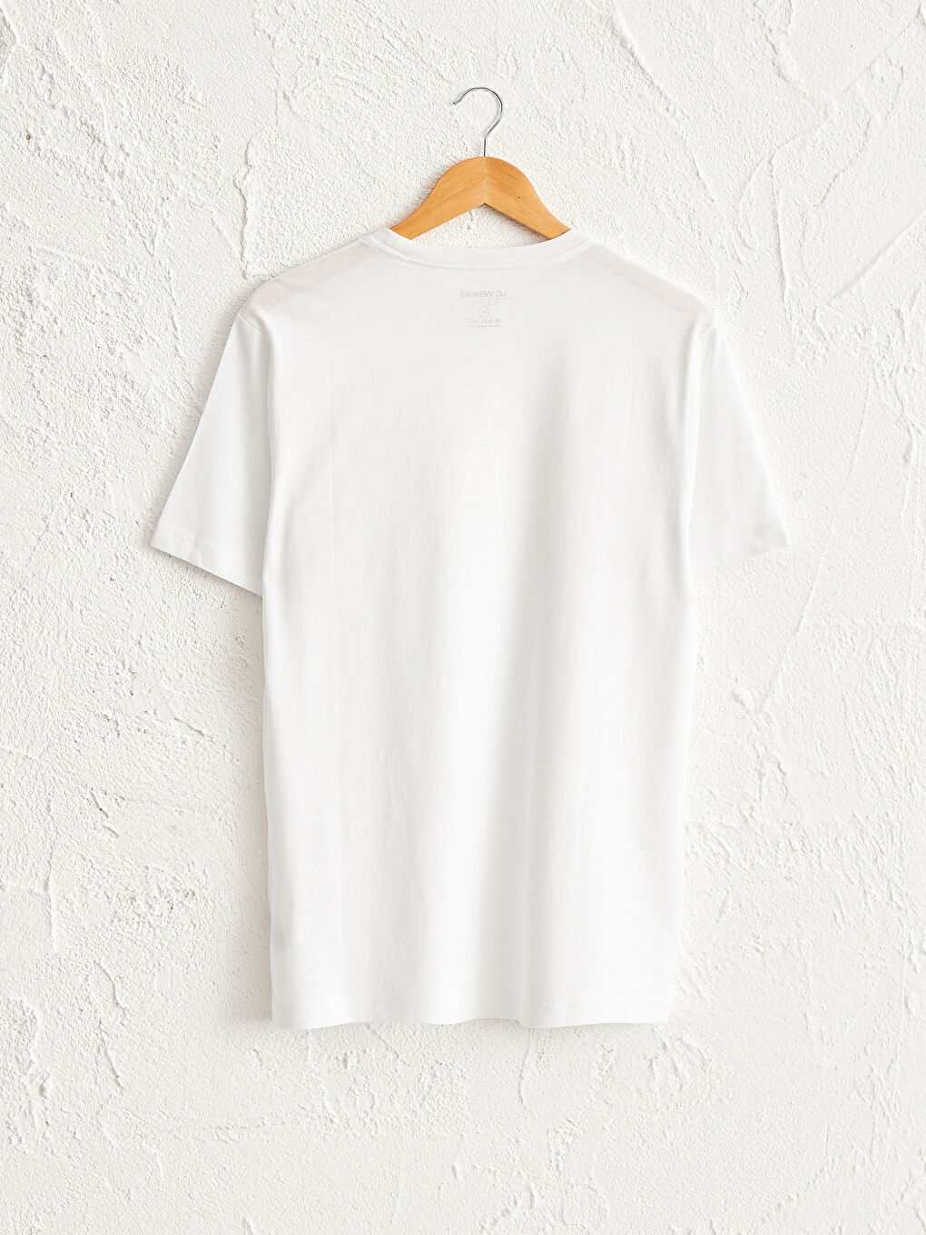 Beyaz Bisiklet Yaka Basic Kısa Kollu Tişört-1