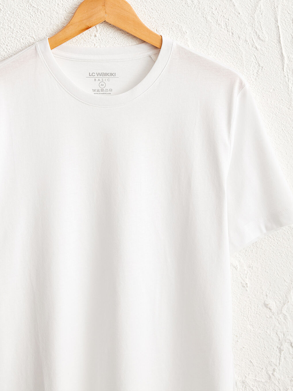 Beyaz Bisiklet Yaka Basic Kısa Kollu Tişört-2