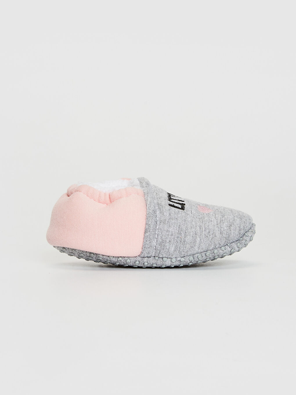 Gri Kız Bebek Nakış Detaylı Yürüme Öncesi Ayakkabı-1