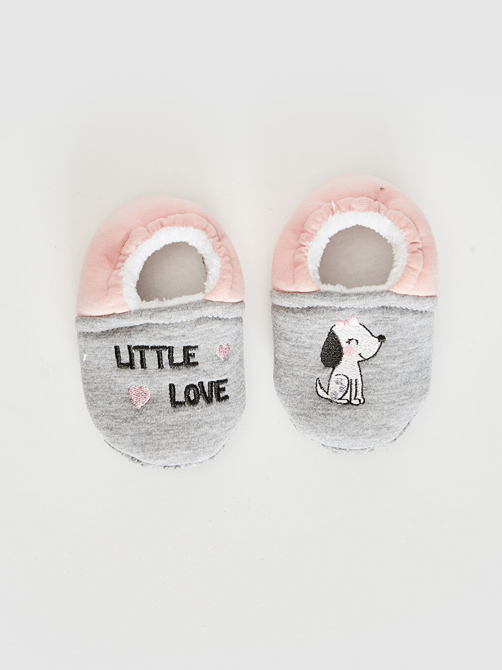 Gri Kız Bebek Nakış Detaylı Yürüme Öncesi Ayakkabı-2