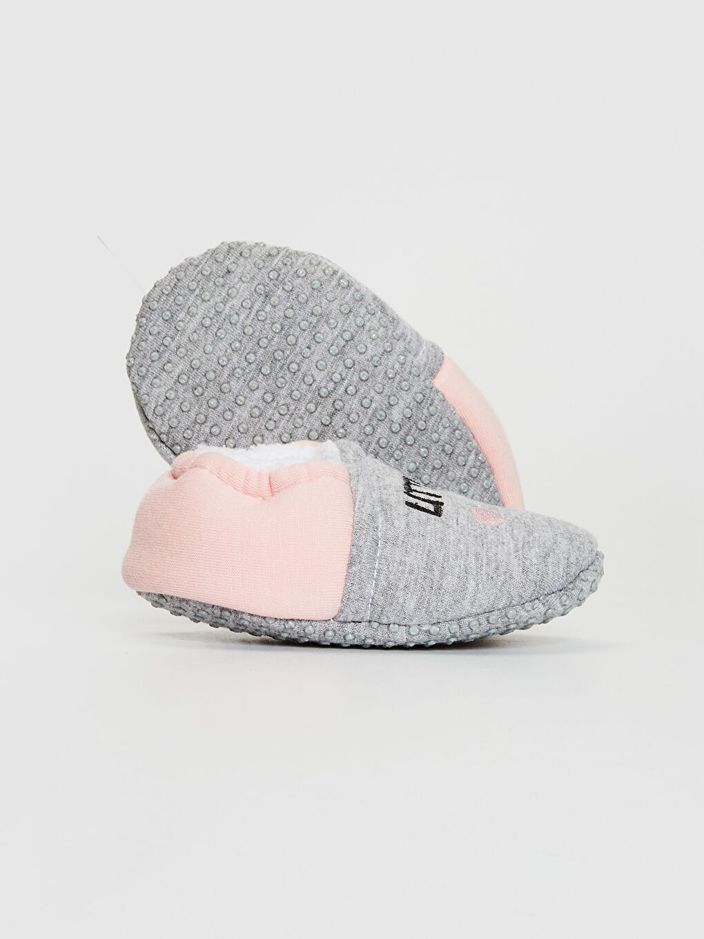 Gri Kız Bebek Nakış Detaylı Yürüme Öncesi Ayakkabı-4