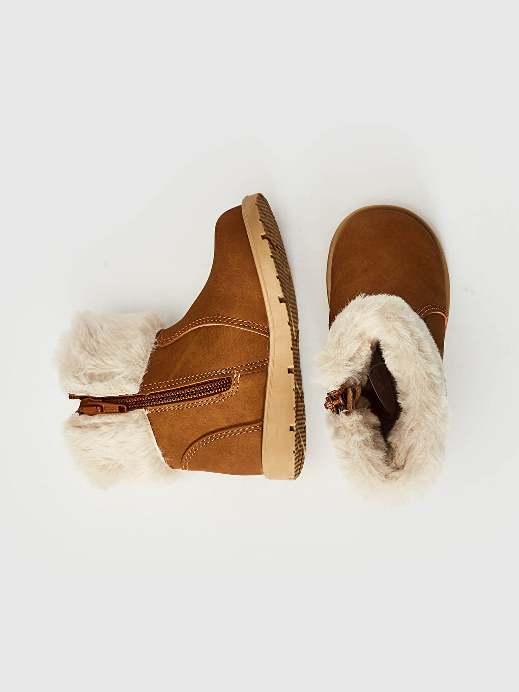 Bej Kız Bebek Kürk Detaylı Bot-2