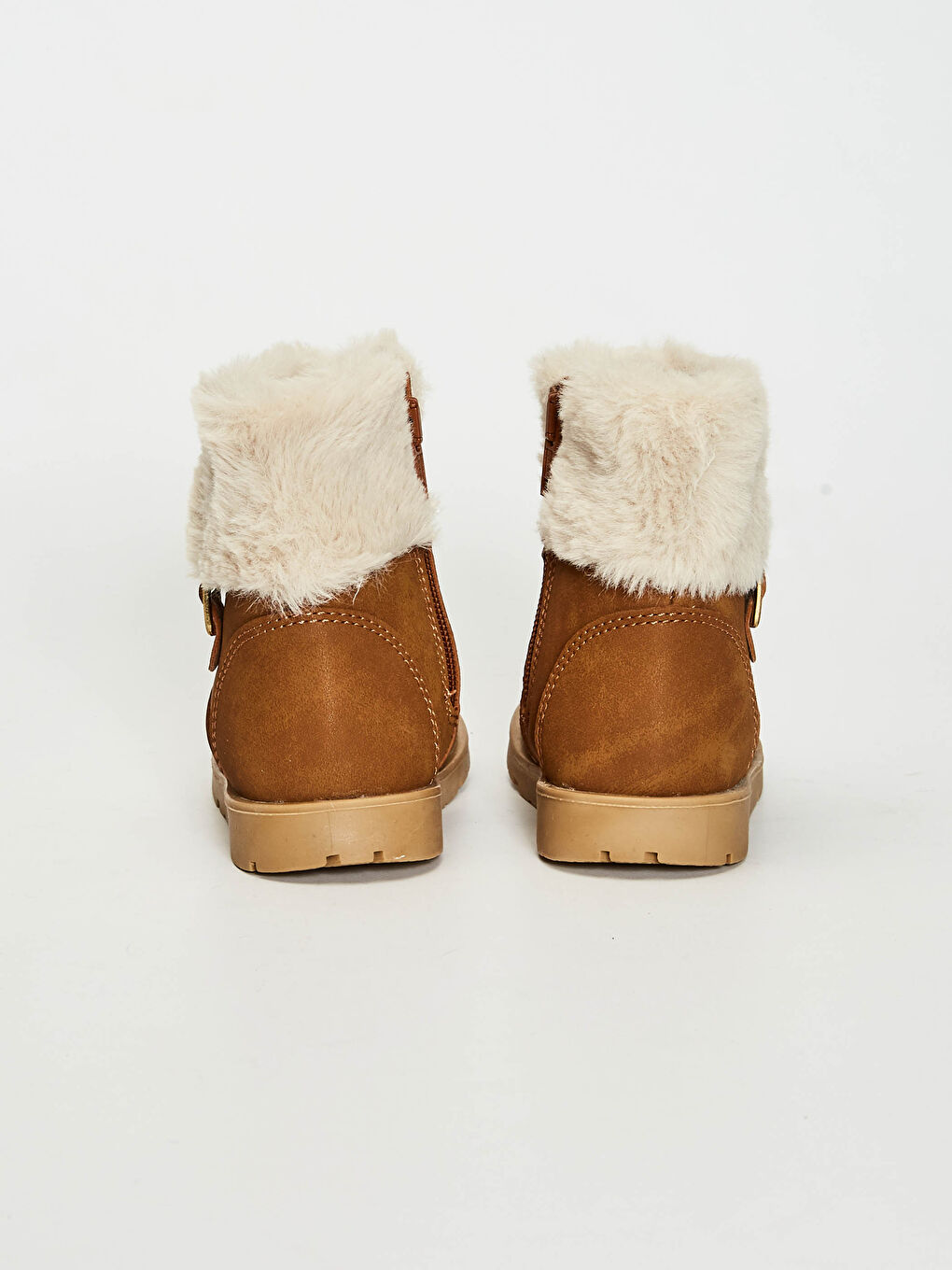 Bej Kız Bebek Kürk Detaylı Bot-4