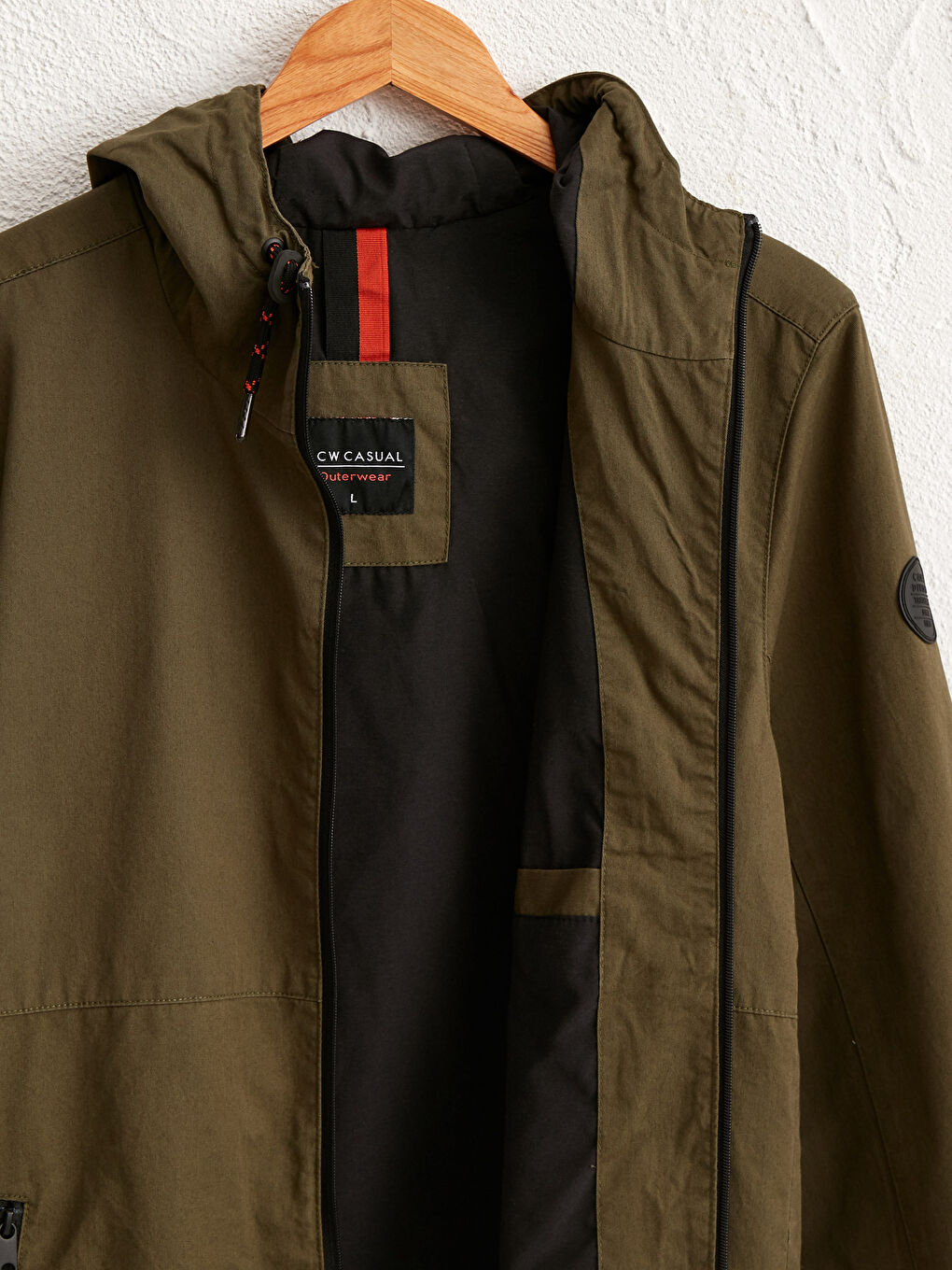 Slim Fit Top Collar Hooded Thin Coat-3