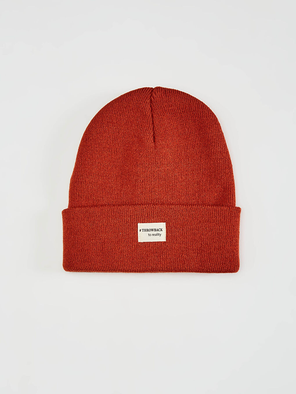 Kahverengi Kadın Etiket Baskılı Triko Bere