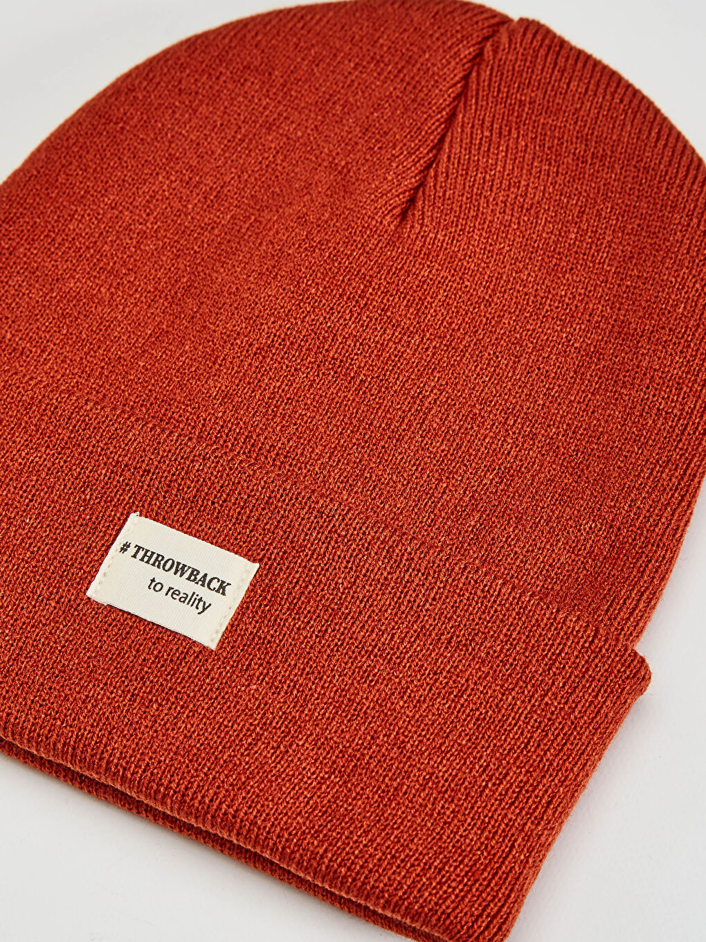 Kahverengi Kadın Etiket Baskılı Triko Bere-1