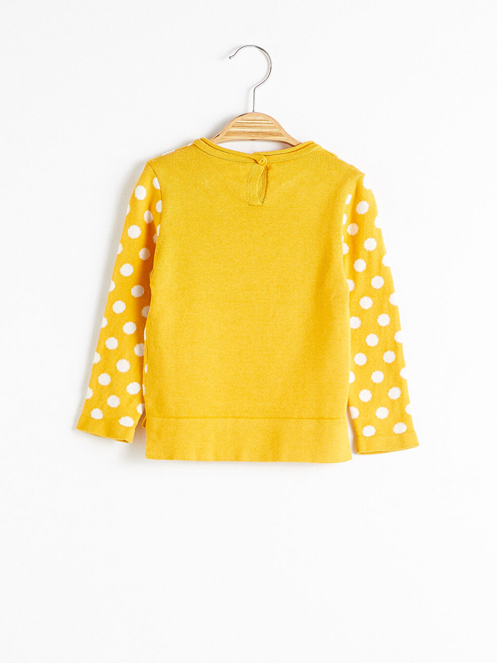 Sarı Bisiklet Yaka Uzun Kollu Kız Bebek Triko Kazak-1