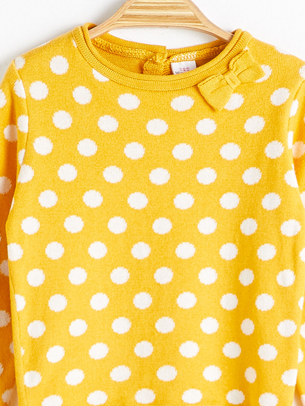 Sarı Bisiklet Yaka Uzun Kollu Kız Bebek Triko Kazak-2