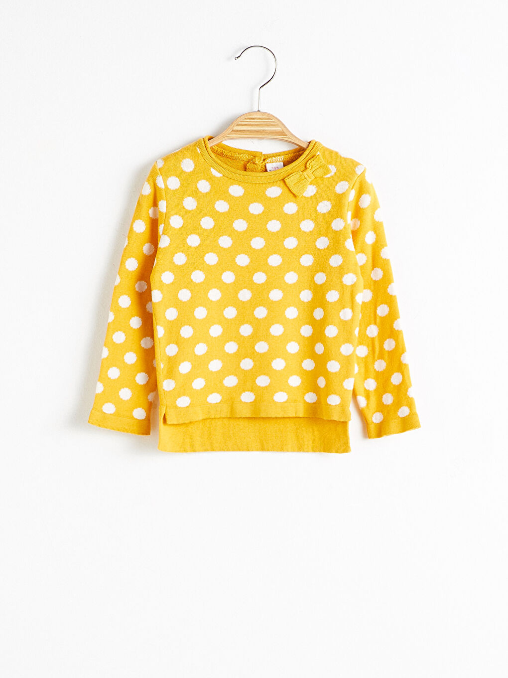 Sarı Bisiklet Yaka Uzun Kollu Kız Bebek Triko Kazak