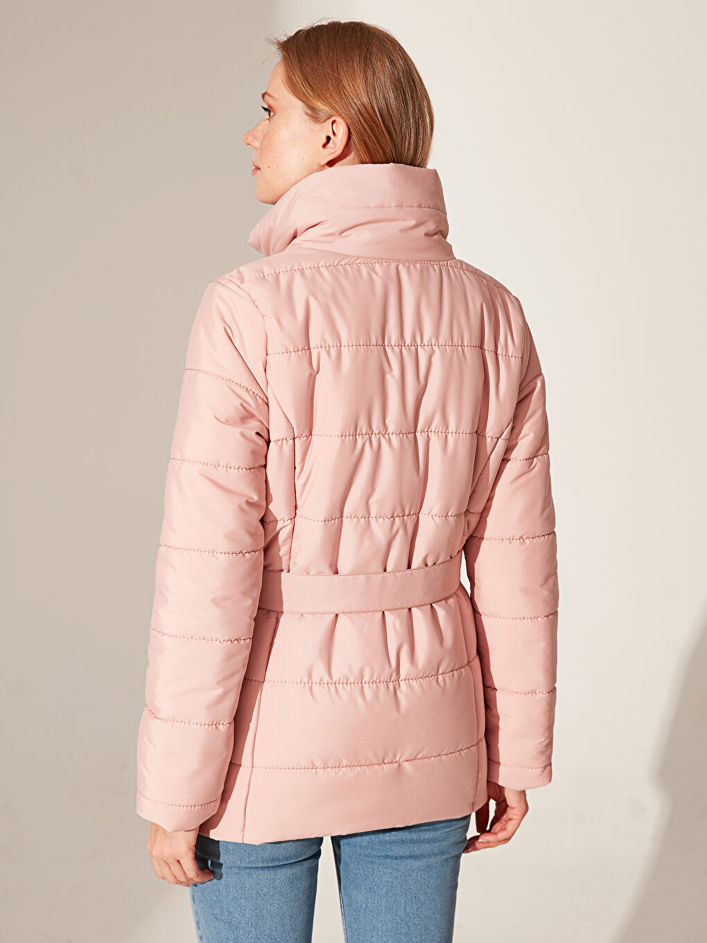 Women's Down Jacket With Stand Collar Long Sleeve-3