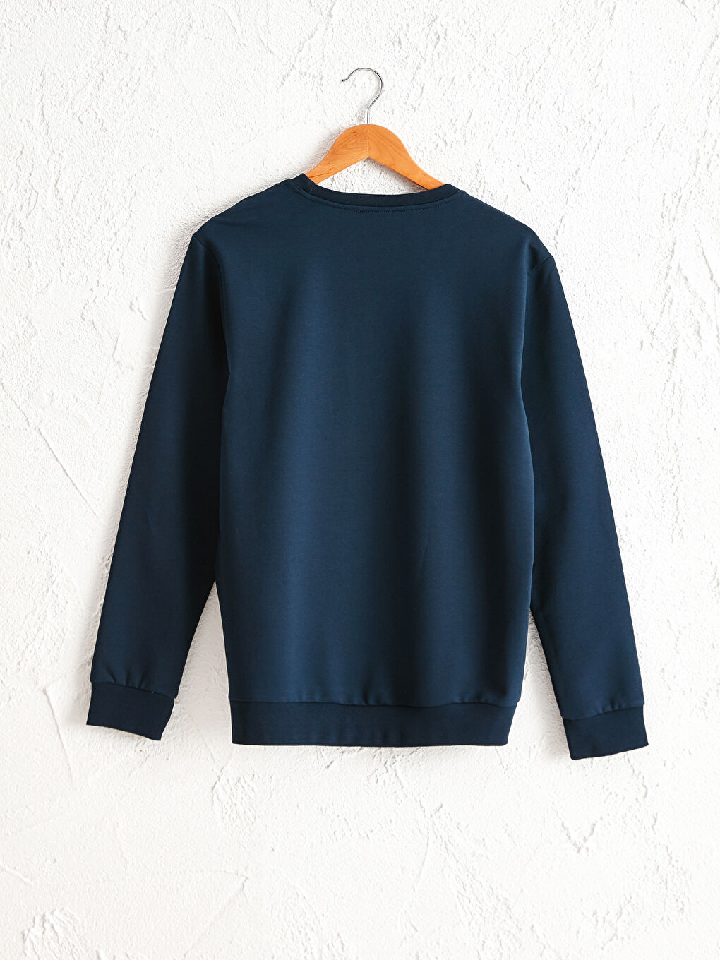 Lacivert Bisiklet Yaka Baskılı Sweatshirt-3