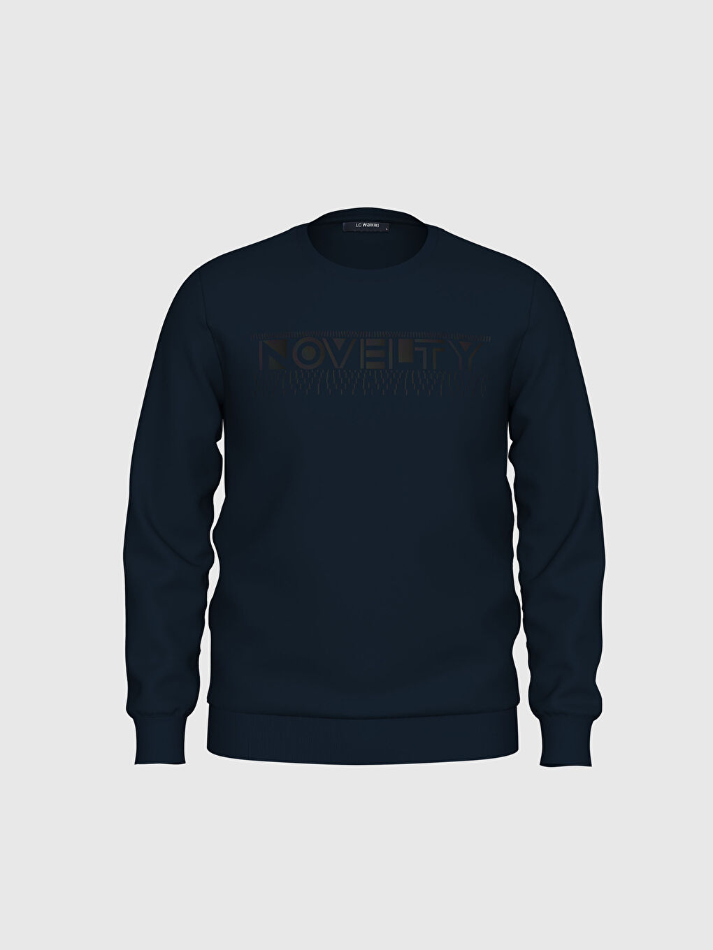 Lacivert Bisiklet Yaka Baskılı Sweatshirt-1