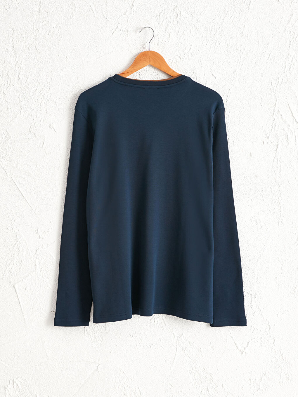 Lacivert Bisiklet Yaka Baskılı Sweatshirt-5