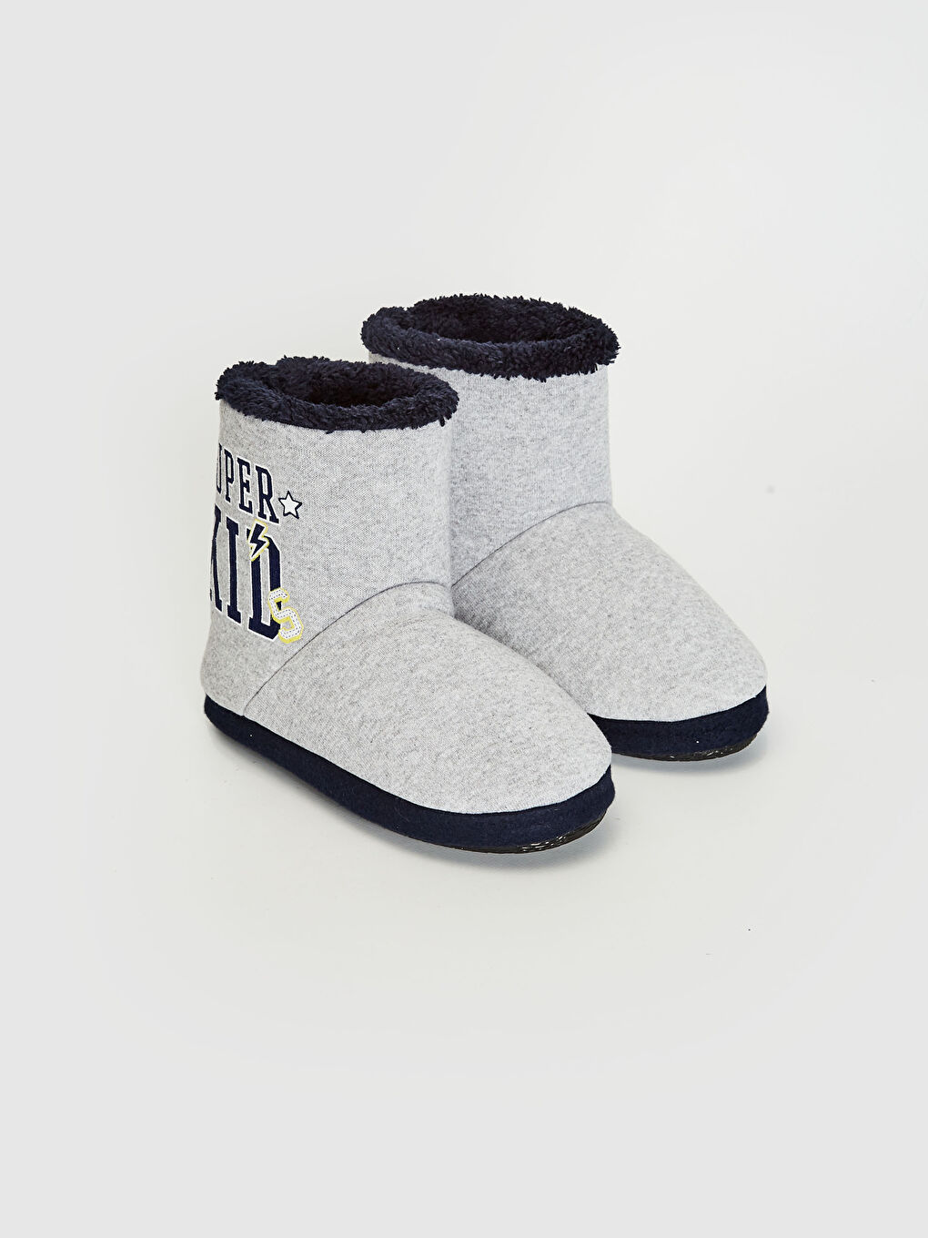 Gri Erkek Çocuk Kürk Astarlı Ev Botu
