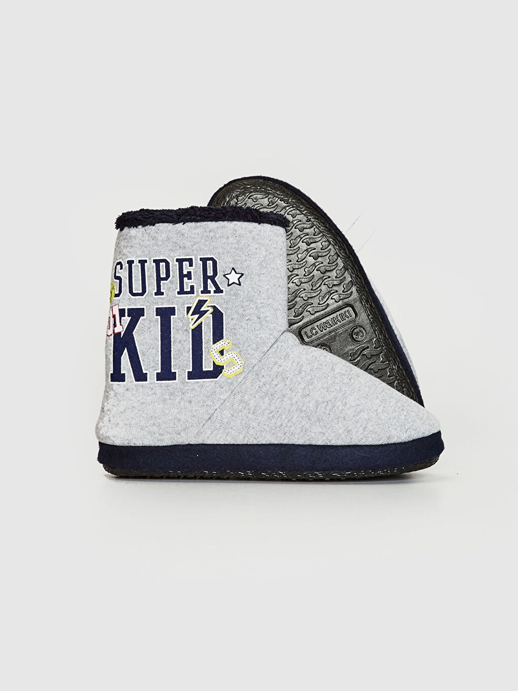 Gri Erkek Çocuk Kürk Astarlı Ev Botu-4