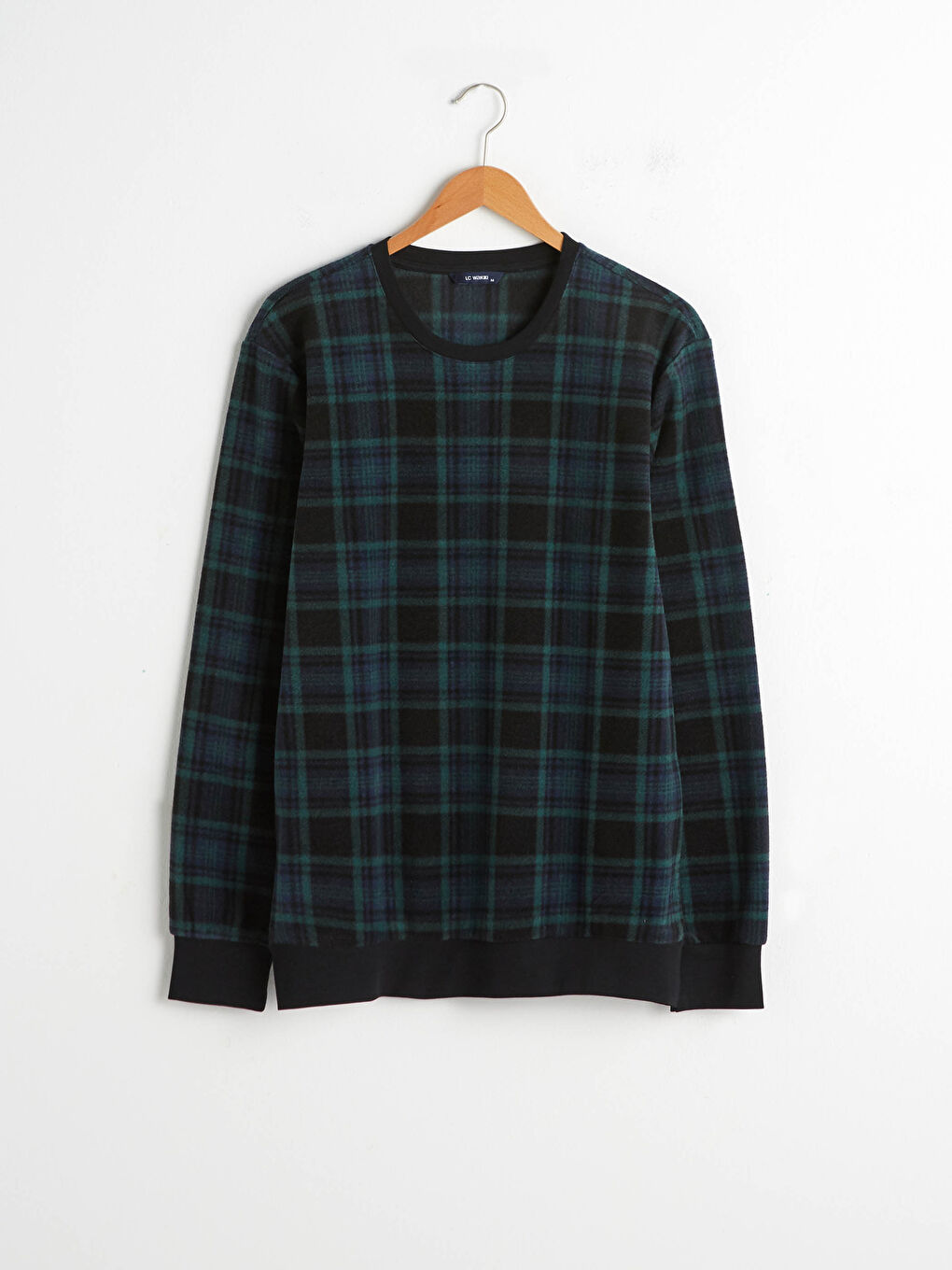 Верх пижамы в клетку с круглым вырезом-4