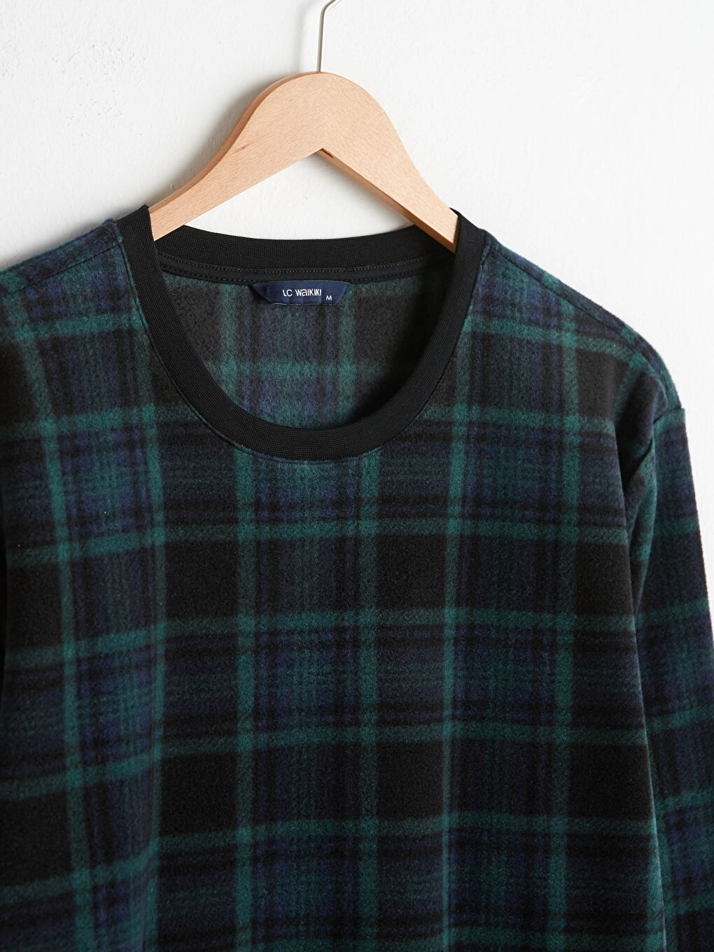 Верх пижамы в клетку с круглым вырезом-6