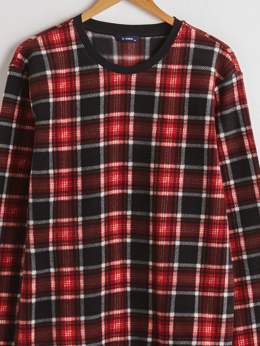 Kırmızı Bisiklet Yaka Ekose Pijama Üst-6