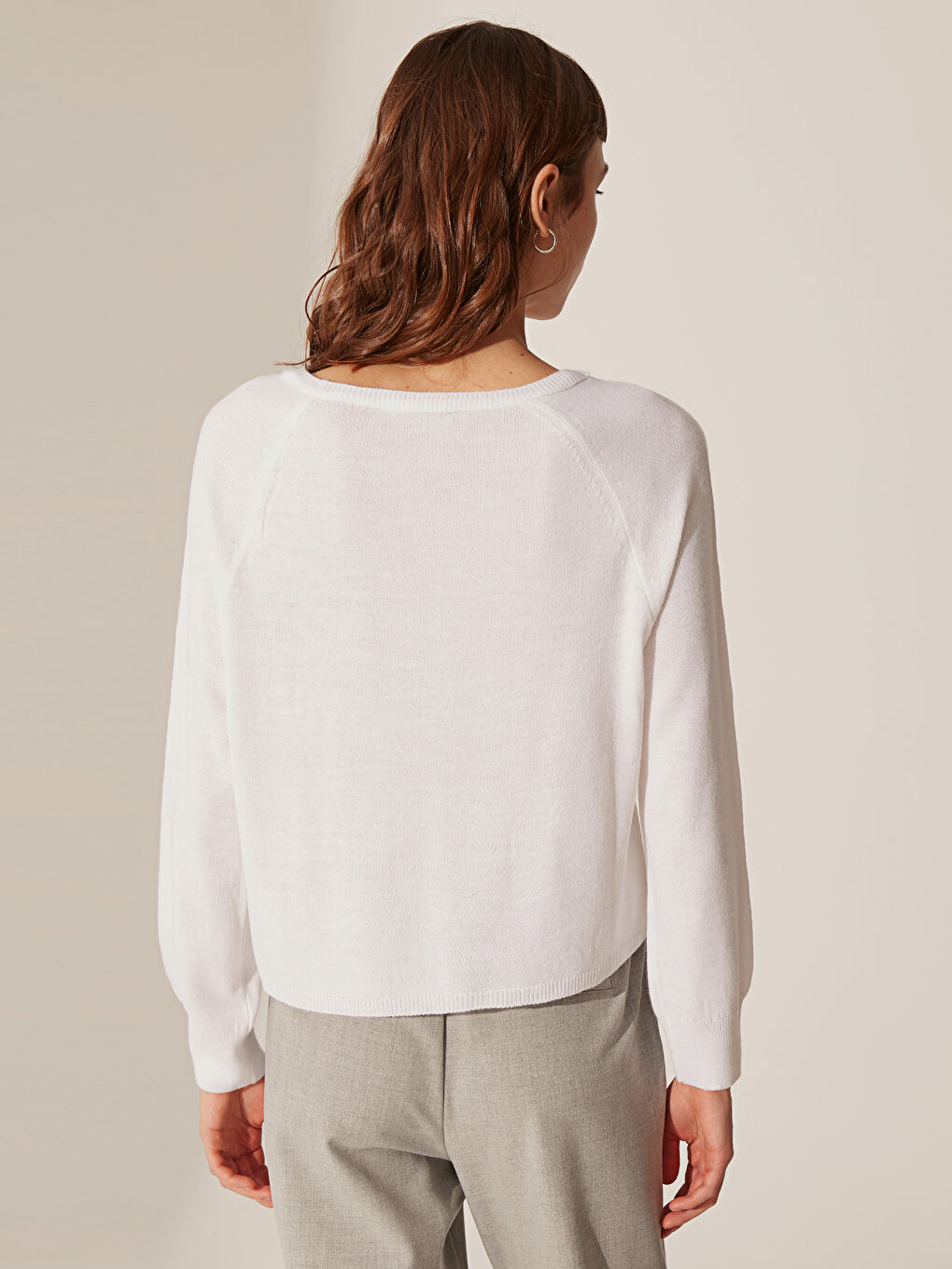 Свитер с длинным рукавом и вырезом лодочкой для женщин-3