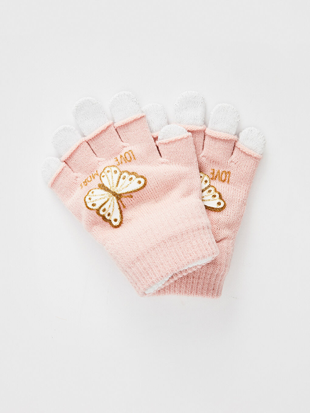 Pembe Kız Çocuk Triko Eldiven 2'li