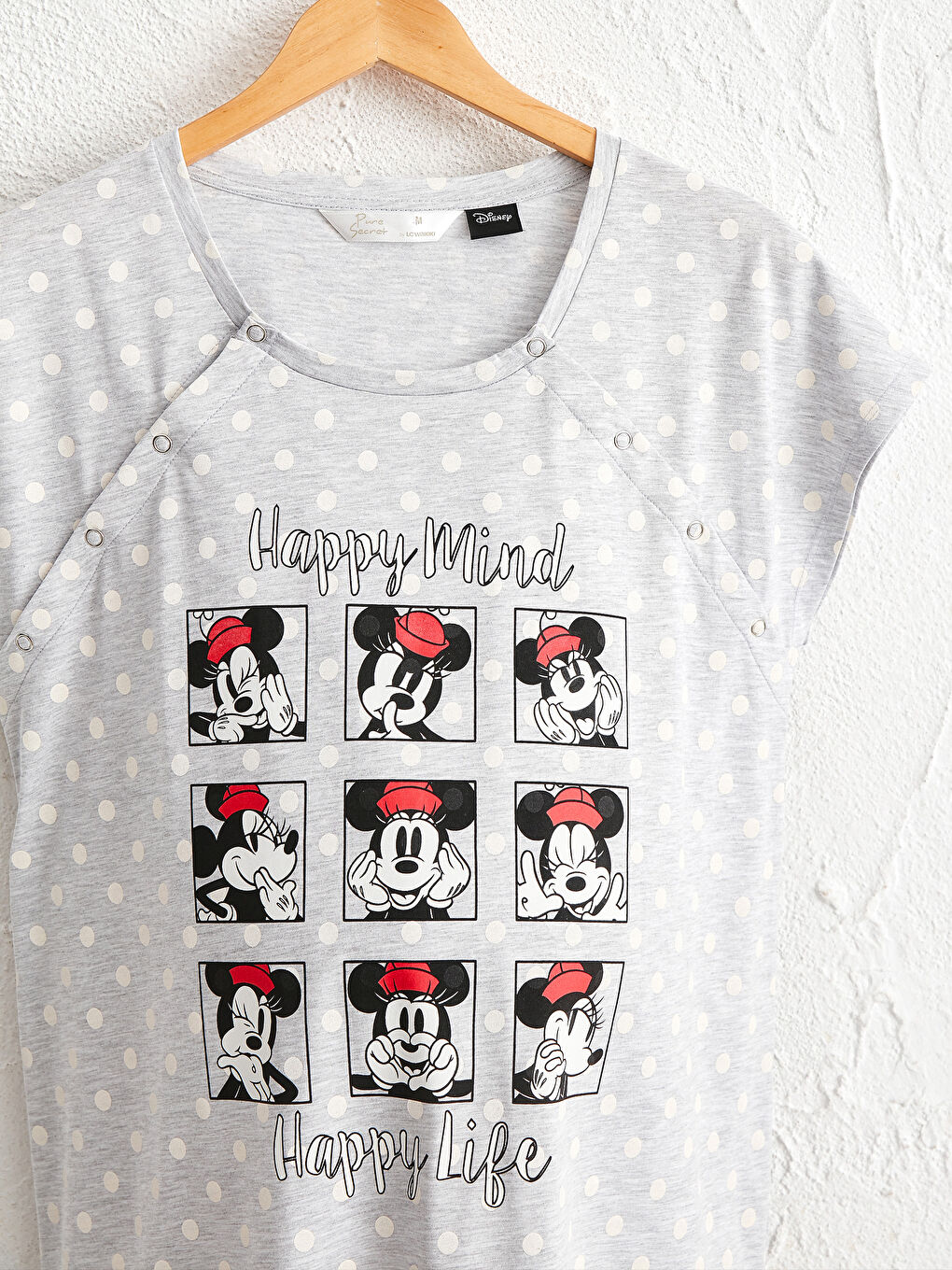 минни маус басылған полка нүктелі жүкті әйелдерге арналған түнгі көйлек-2