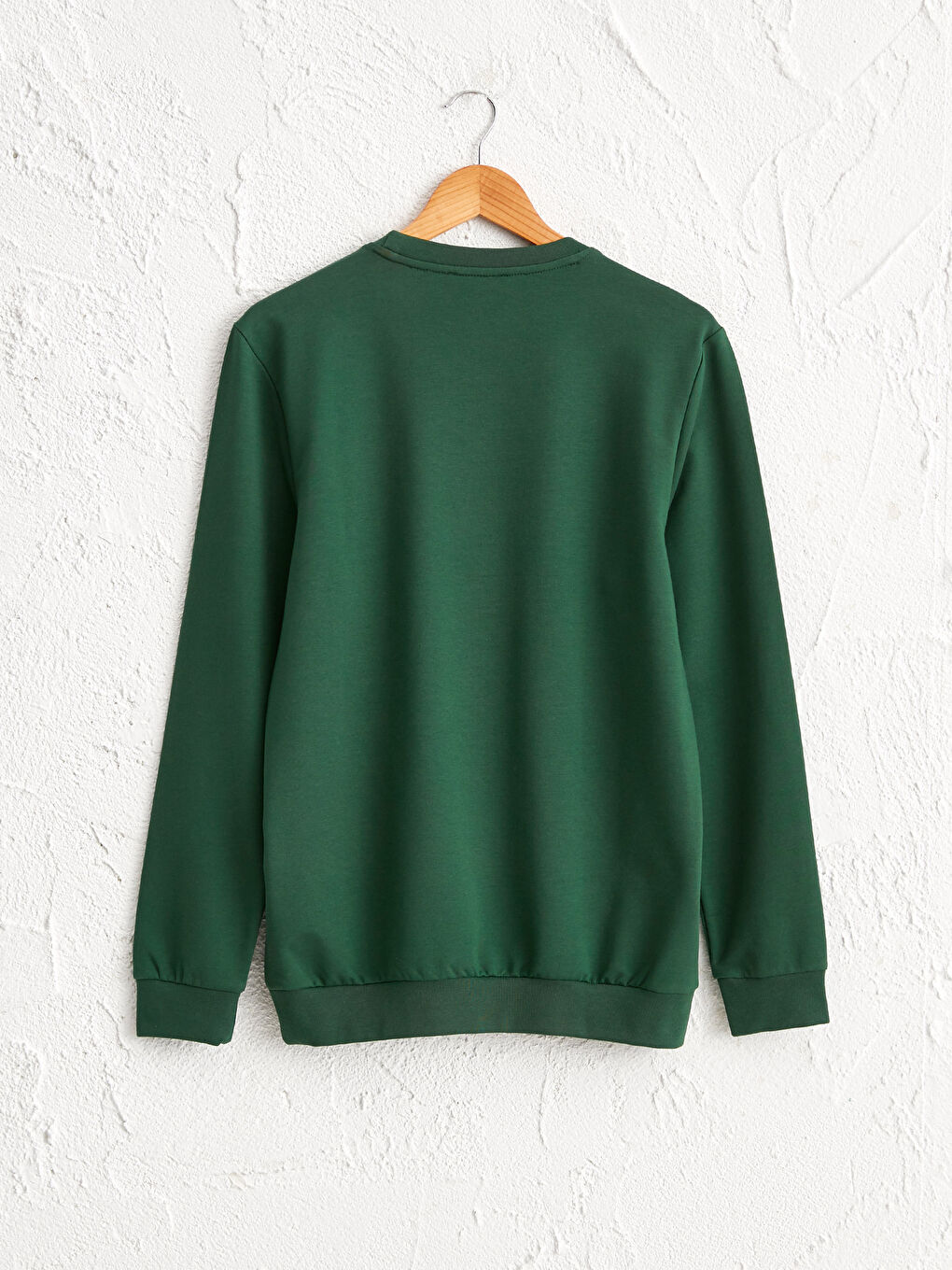 Yeşil Bisiklet Yaka Uzun Kollu Sweatshirt-1