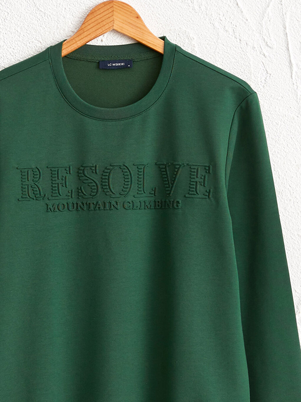 Yeşil Bisiklet Yaka Uzun Kollu Sweatshirt-2