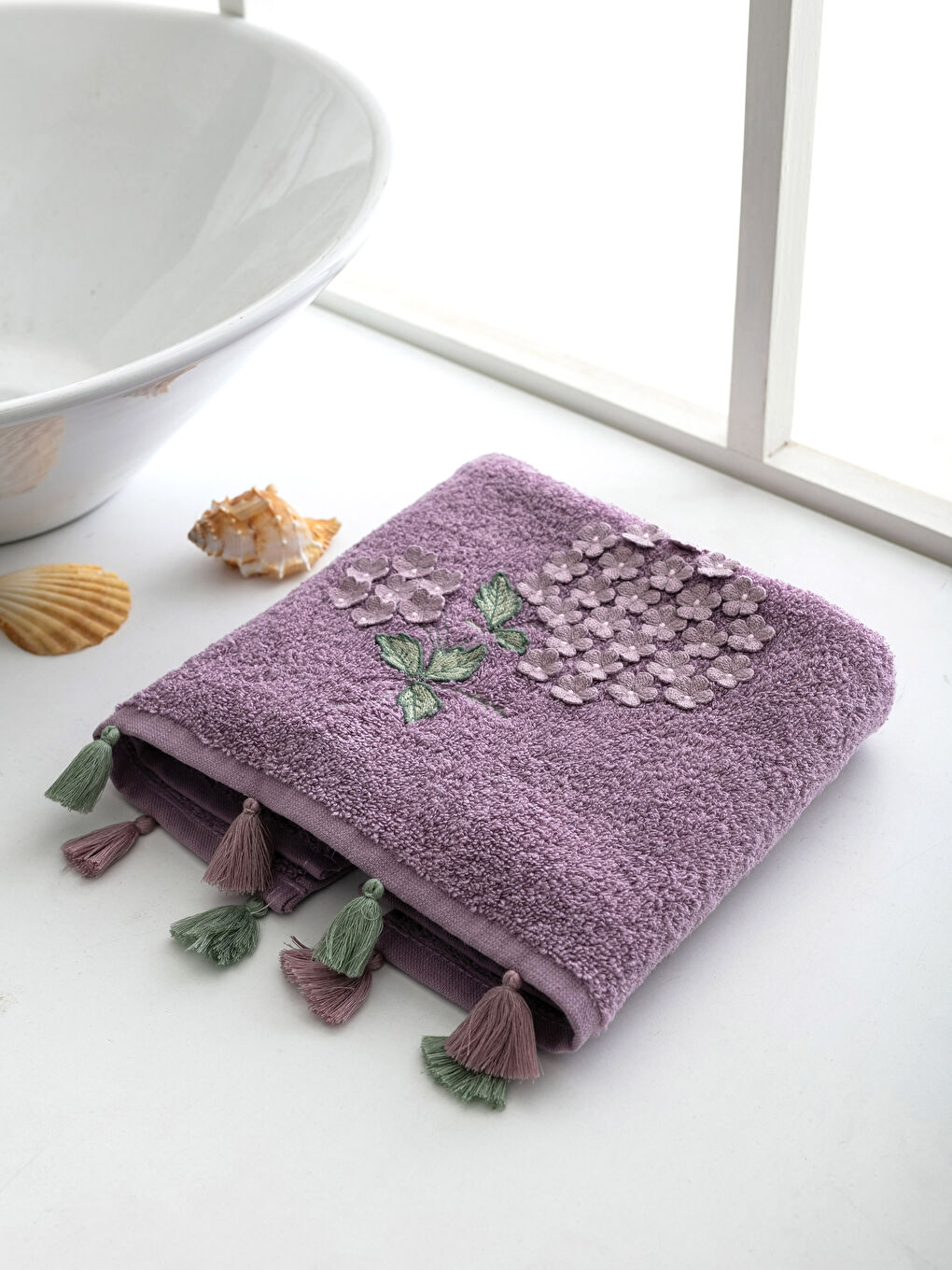 Embroidery and Tasselled Face Towel