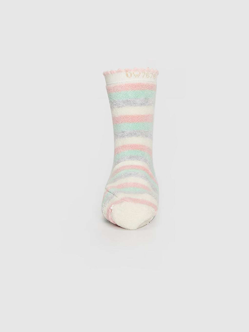 Pembe Çizgili Kız Bebek Ev Çorabı-3