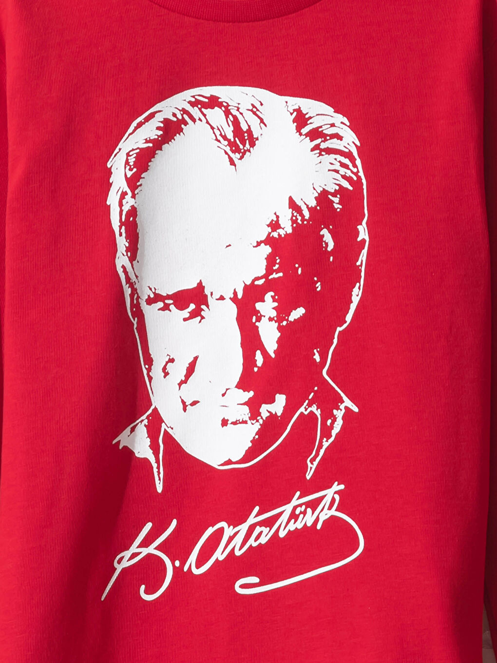 Kırmızı Erkek Çocuk Atatürk Baskılı Pamuklu Tişört-2