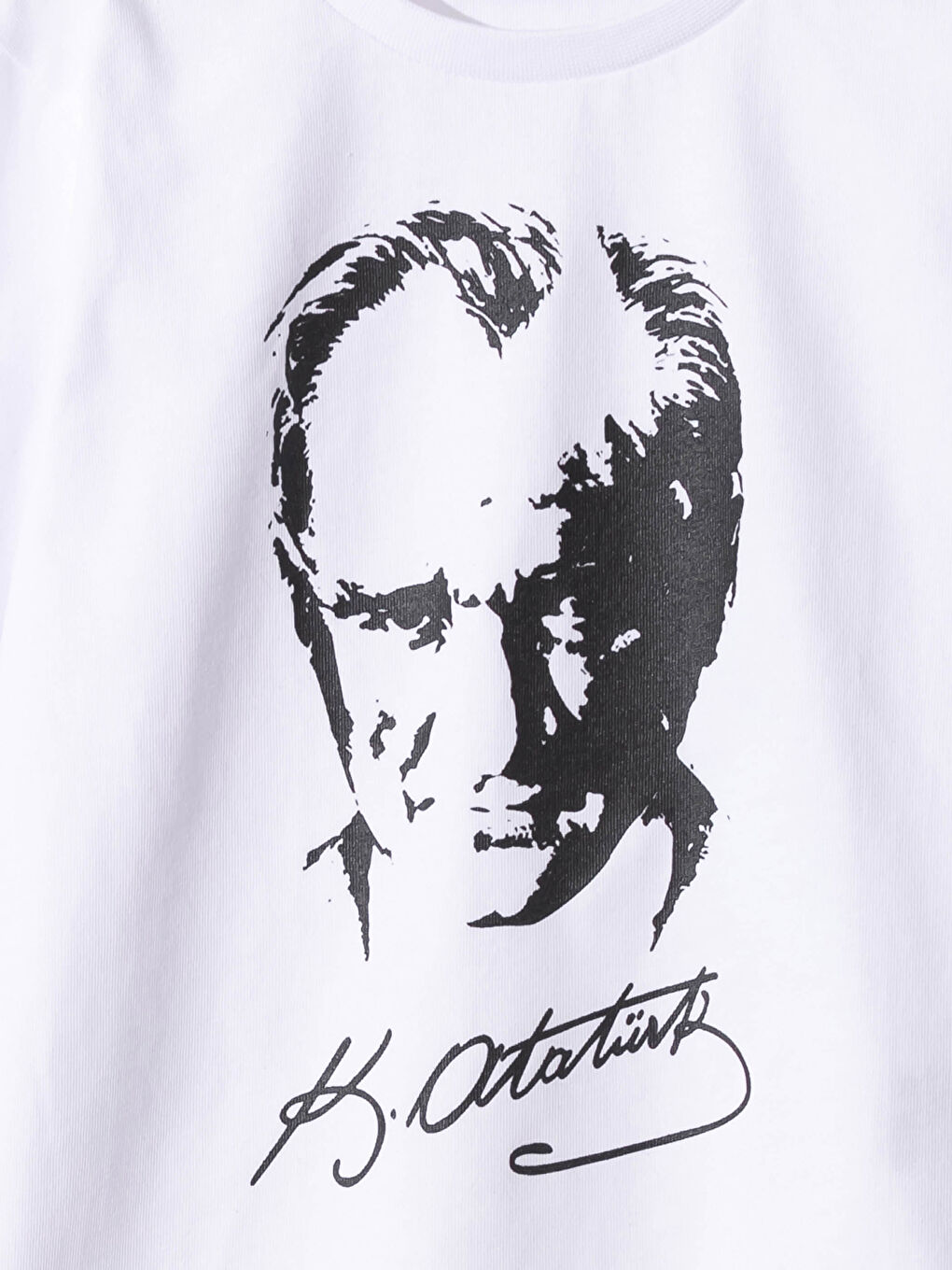 Beyaz Erkek Çocuk Atatürk Baskılı Pamuklu Tişört-2