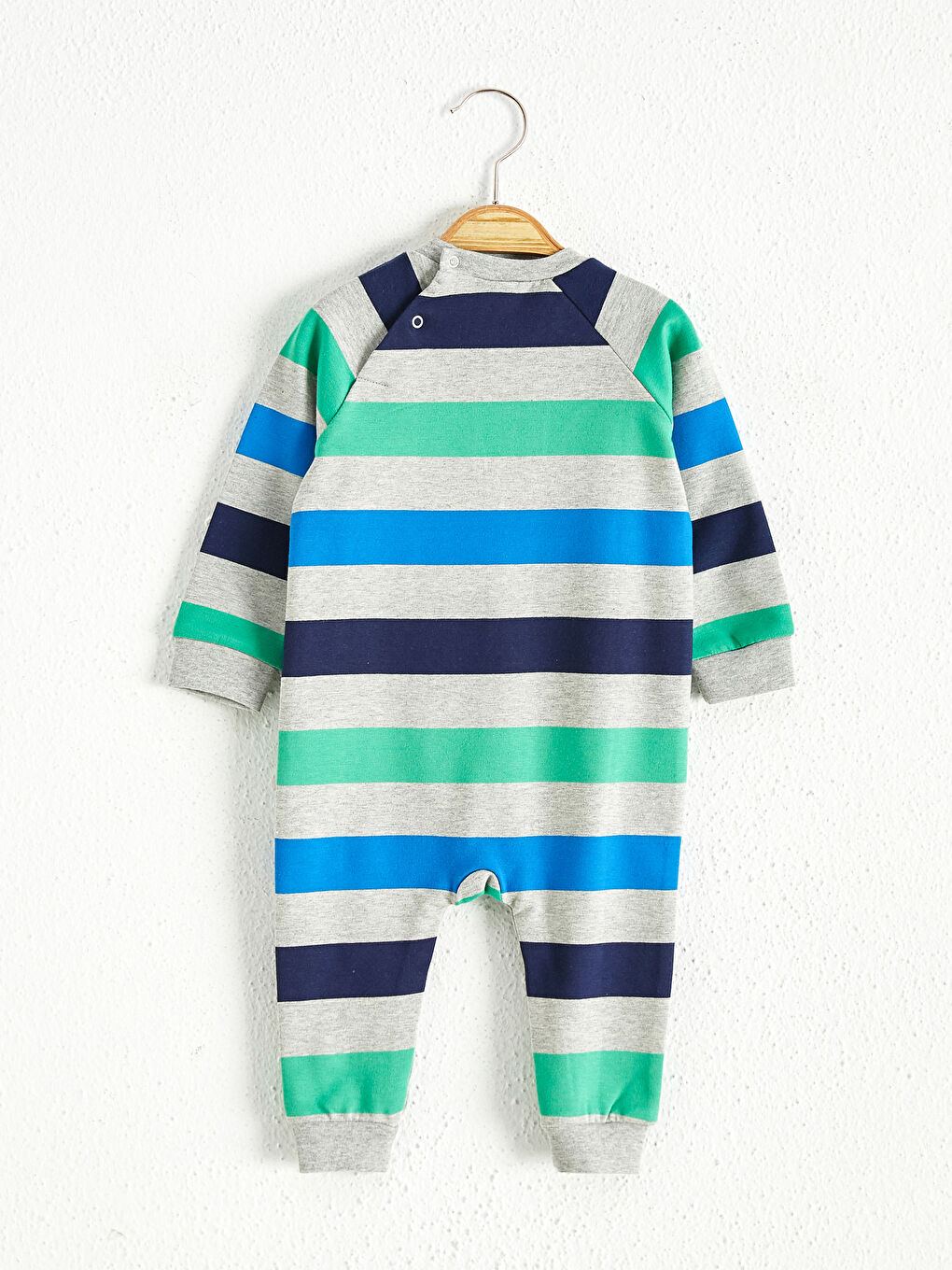 Gri Erkek Bebek Çizgili Tulum-1