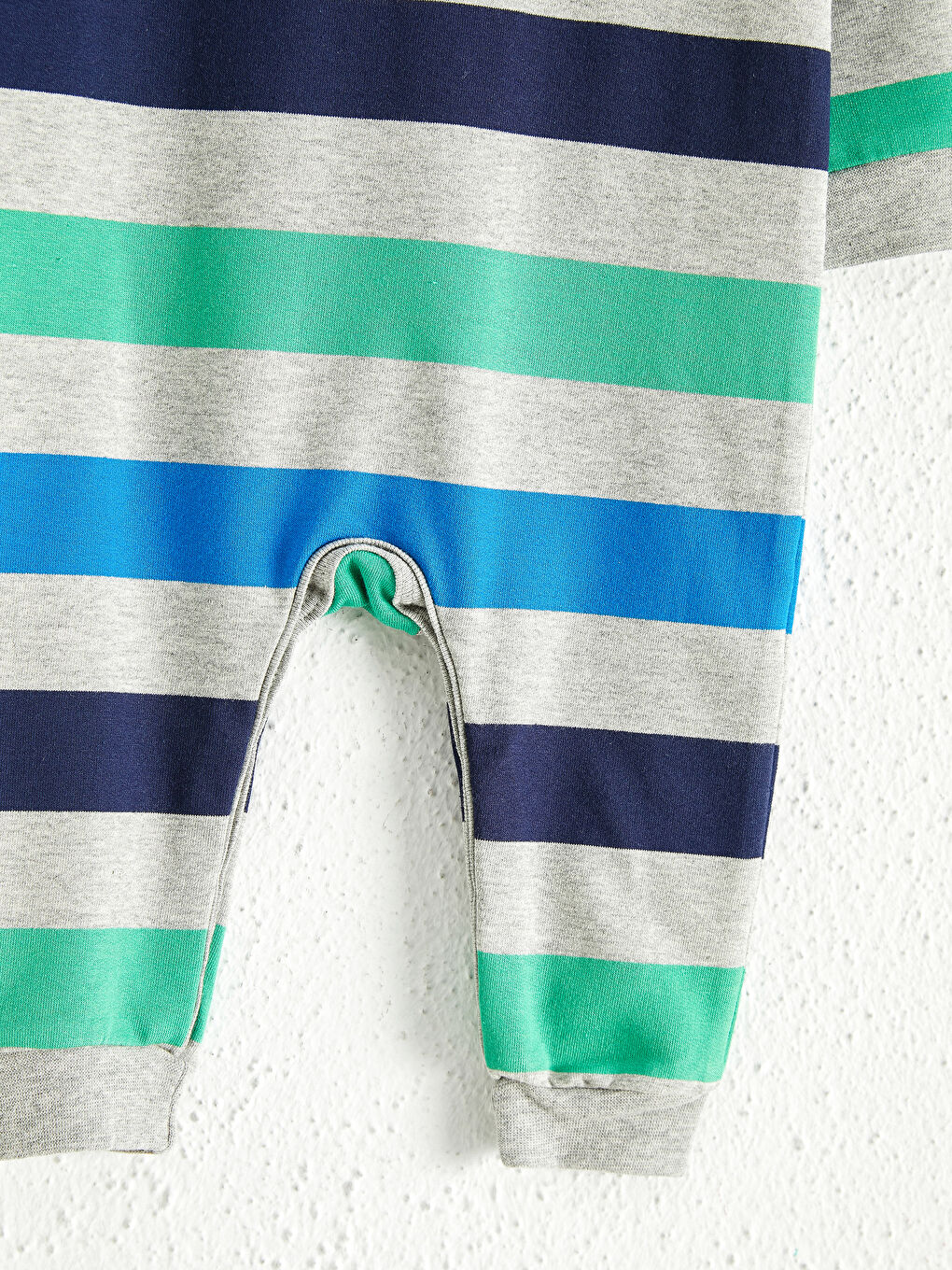 Gri Erkek Bebek Çizgili Tulum-3