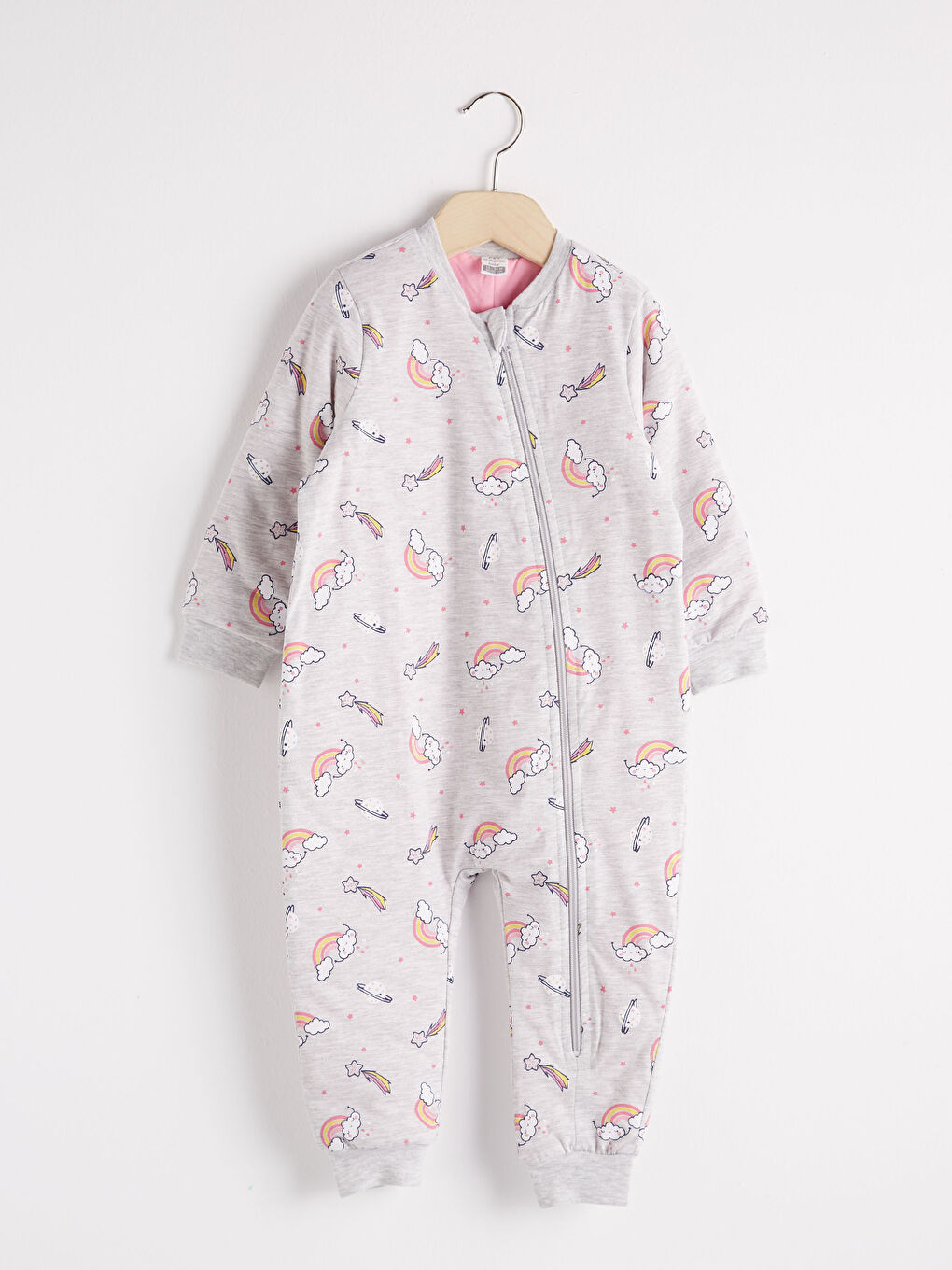 Gri Kız Bebek Baskılı Uyku Tulumu