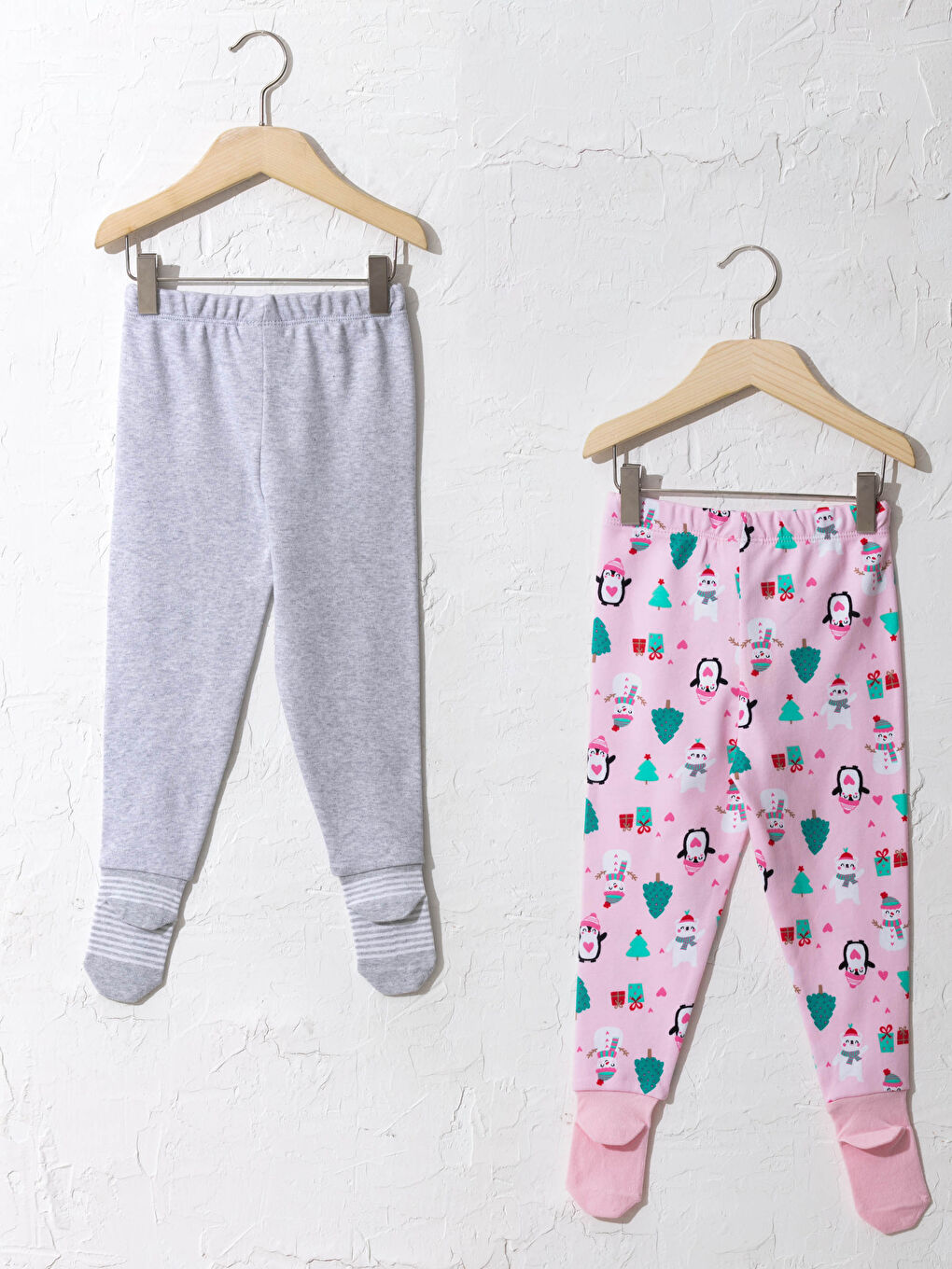 ٢-قطعة بنطلونات بيجامة بنات صغيرات مع شرابات-1