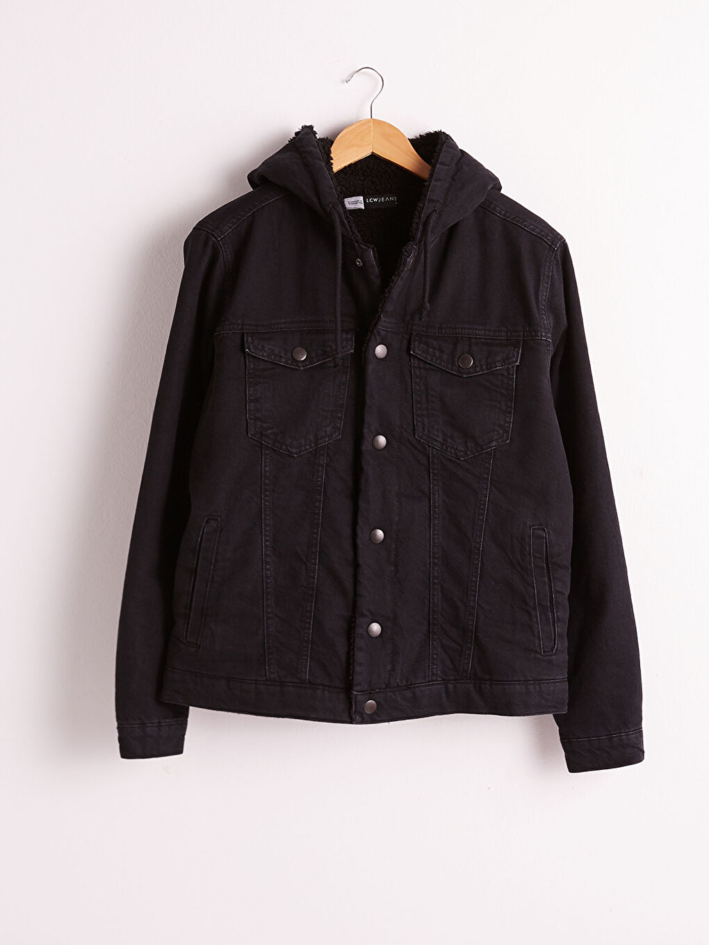 Siyah Standart Kalıp Jean Ceket-4