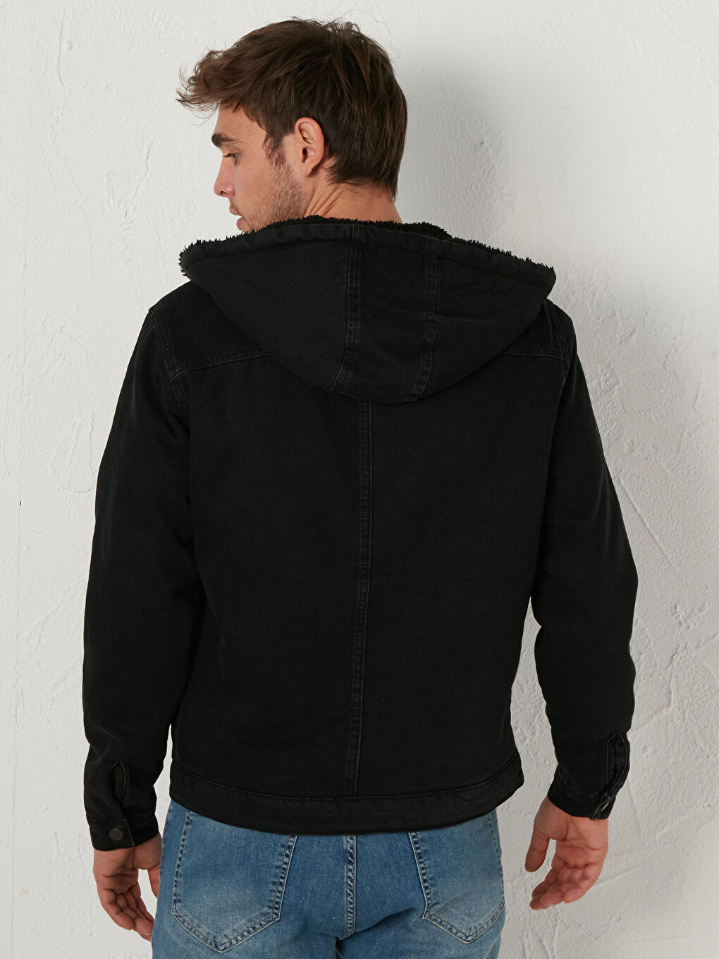 Siyah Standart Kalıp Jean Ceket-3