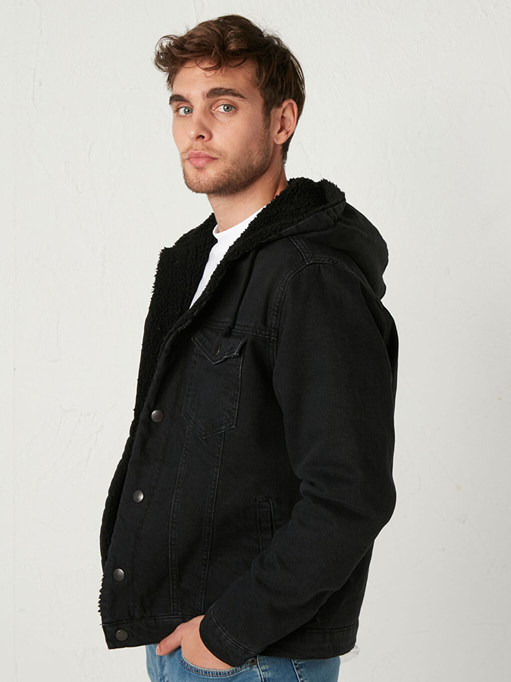 Siyah Standart Kalıp Jean Ceket-1