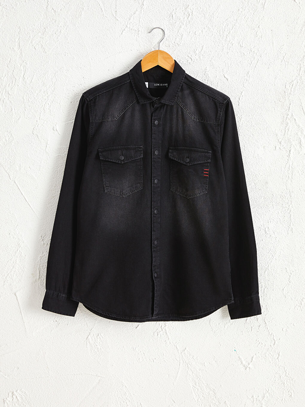 Slim Fit Long Sleeve Men's Denim Shirt-6