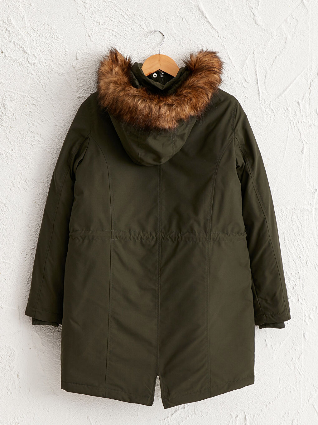 Uzun Kollu Kadın Kapüşonlu Mont-2