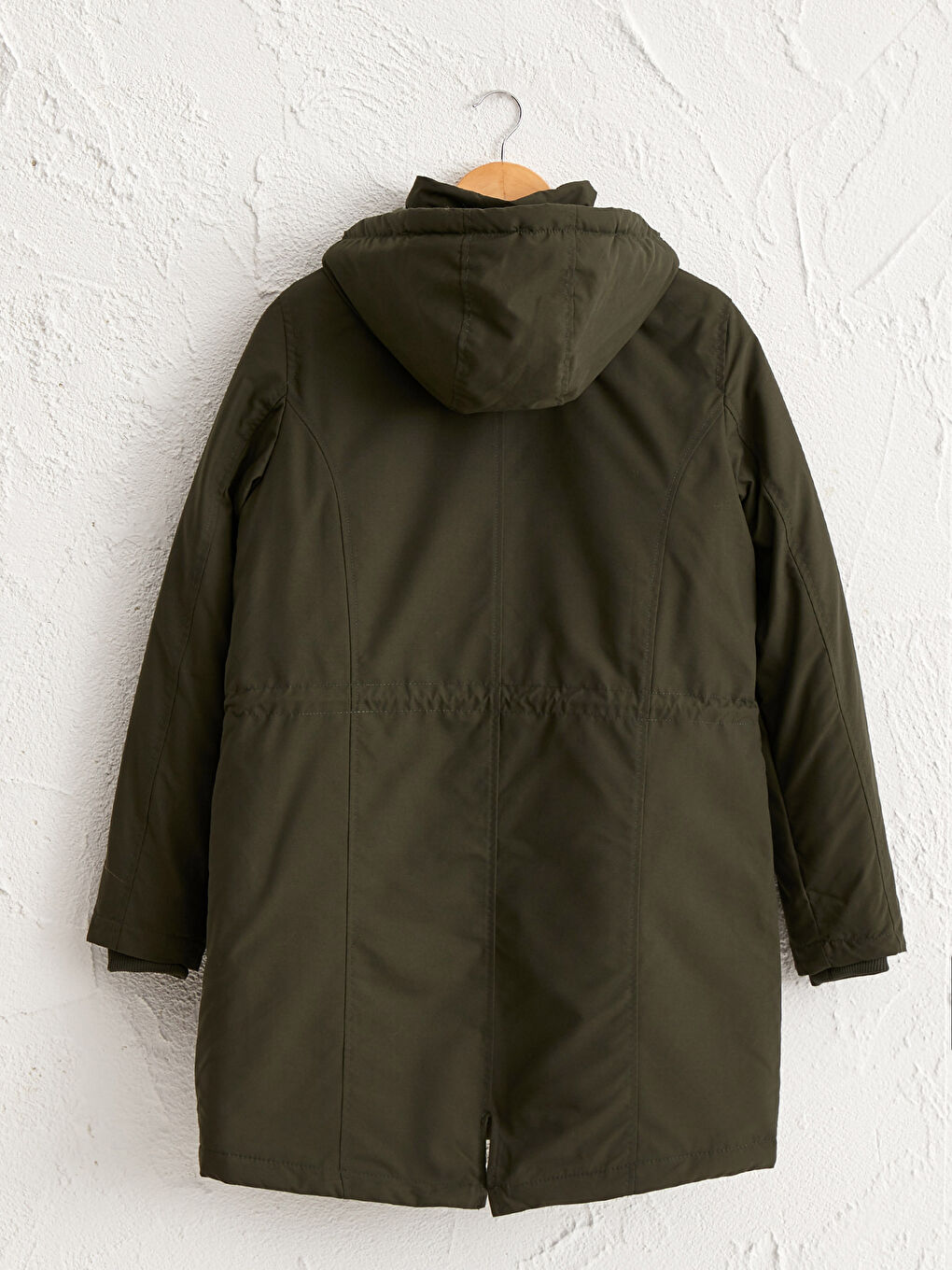 Uzun Kollu Kadın Kapüşonlu Mont-3