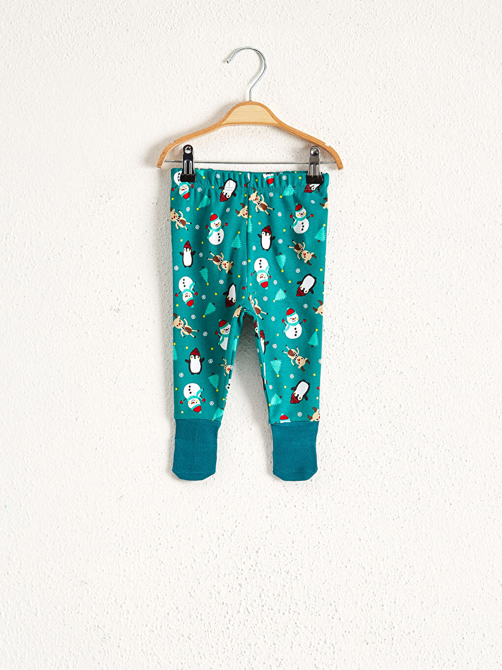 Kırmızı Erkek Bebek Yılbaşı Temalı Çoraplı Pijama Alt 2'li-1