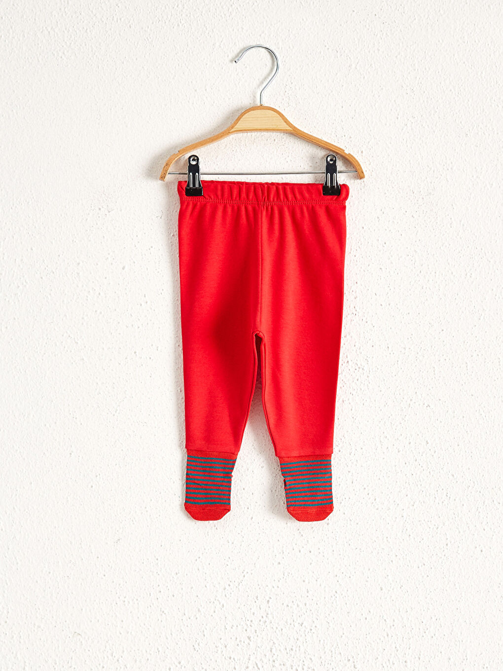 Kırmızı Erkek Bebek Yılbaşı Temalı Çoraplı Pijama Alt 2'li-3