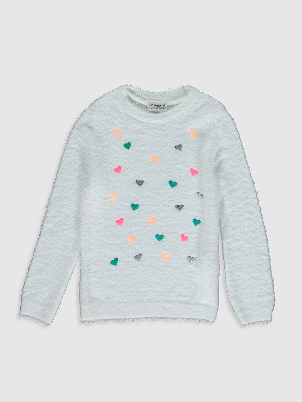 Қыздарға арналған өрнекті жеңіл трикотаж жемпір