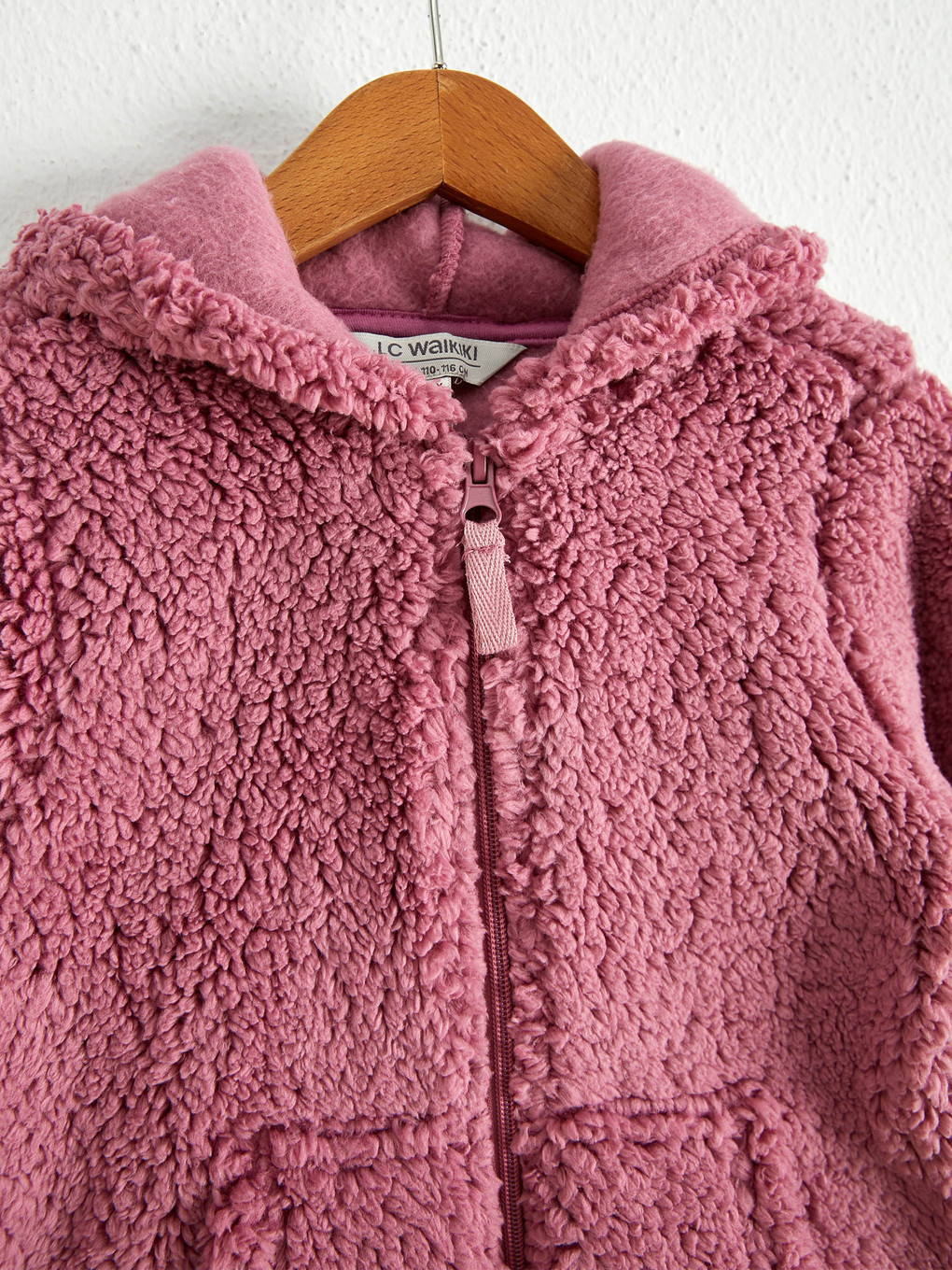 Pembe Kız Çocuk Fermuarlı Pelüş Sweatshirt-2