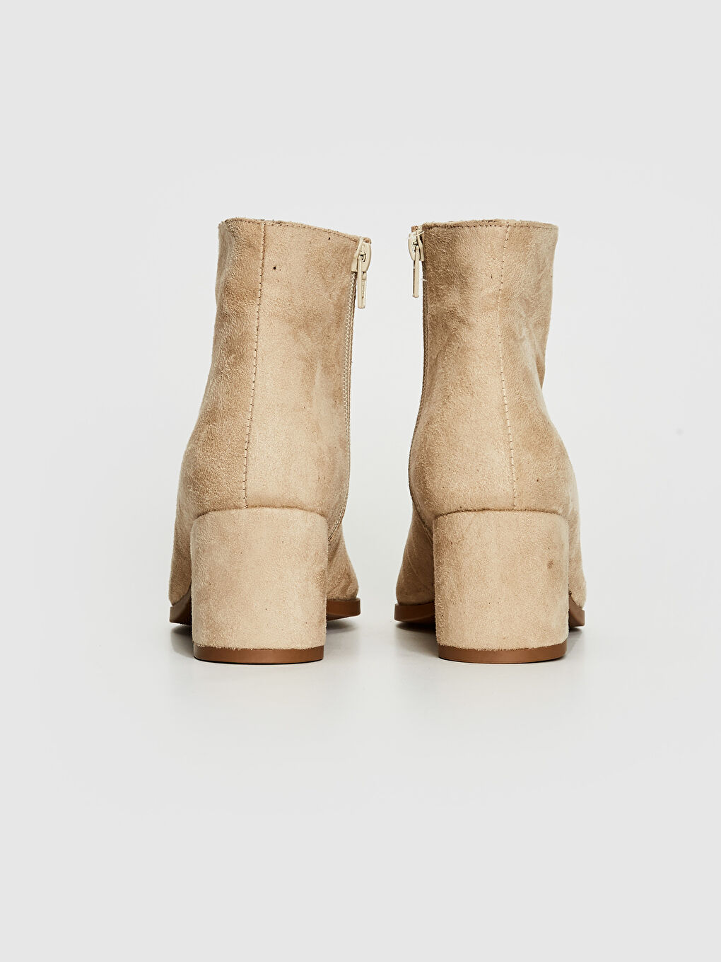 Bej Kadın Sivri Burun Topuklu Bot-4