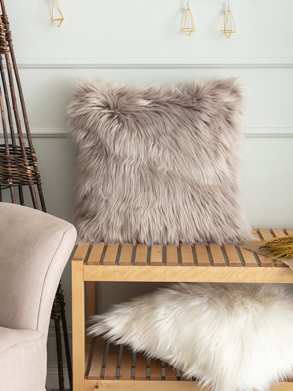 غطاء وسادة فرو